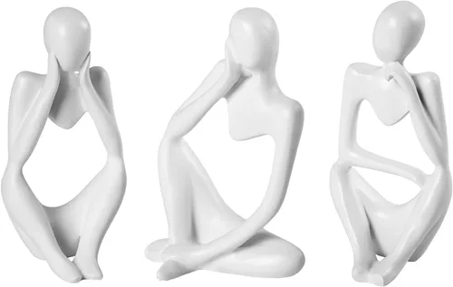 Miniatura 26 de BMLCGJ Estatua del pensador dorada, escultura de arte abstracto decorativa, figuras coleccionables de resina dorada para decoración del hogar, sala