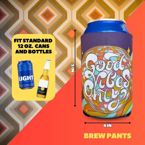Miniatura 2 de Coozies Temáticas de los Años 70 - Regalo Genial para Cualquier Disco - Material de Neopreno Premium - Paquete de 6