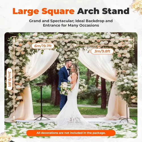 Miniatura 4 de Kit de tubo para telón de fondo de 20 x 10 pies, resistente para boda, soporte ajustable con bases de acero inoxidable ponderadas para marco