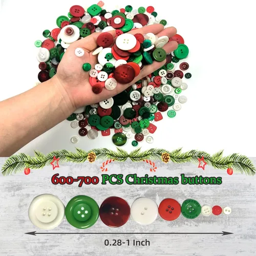 Miniatura 2 de Aproximadamente 600-700 piezas de botones navideños para manualidades con 2 y 4 agujeros, botones redondos para manualidades para decoraciones