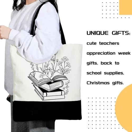 Miniatura 6 de Buryeah 2 piezas de regalo de agradecimiento para profesores de regreso a clases, bolsa de lona con bolsa de maquillaje, regalo de agradecimiento