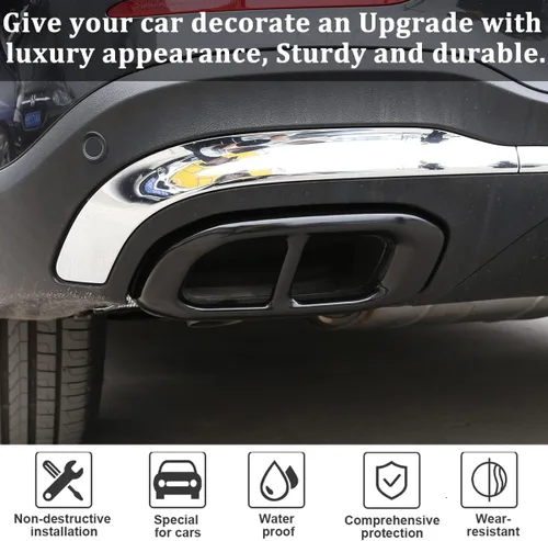 Miniatura 4 de Acero inoxidable para Mercedes Benz GLE 350 GLE 450 GLC GLS W167 X253 X167 2020 Accesorios de tapa de cola de tubo de escape de silenciador exterior