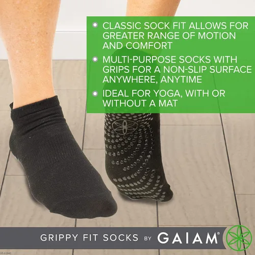 Miniatura 4 de Gaiam Yoga Socks -Non Slip Fitness Sock Grips for Women & Men Ideal for Home Use & All Types of Yoga, Barre, Dance,Black