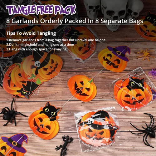 Miniatura 3 de 8 guirnaldas de Halloween para decoración de Halloween, de papel, espirales colgantes, guirnalda colgante, decoración para el hogar, aula