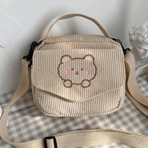 Miniatura 6 de Bolsos cruzados para mujer, bolso de pana para hombro, bolso lindo para viajes, compras y uso diario Negro