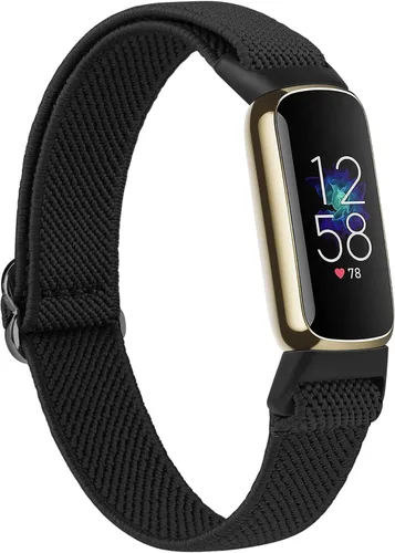 Miniatura 7 de Meliya Correa compatible con bandas Fitbit Luxe para mujeres y hombres, correa deportiva de repuesto de nailon elástico suave para Fitbit Luxe Negro
