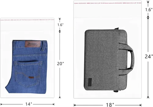 Miniatura 4 de Bolsas de celofán adhesivas transparentes de 18 x 24 pulgadas, 100 bolsas grandes de celofán autosellantes, bolsas de polietileno OPP resellables