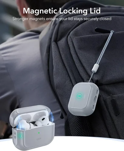 Miniatura 4 de ESR Funda para Estuche de AirPods Pro 2, Compatible con Estuche de AirPods Pro de 2ª / 1ª Generación (2023/2022/2019), Compatible con MagSafe, Gris