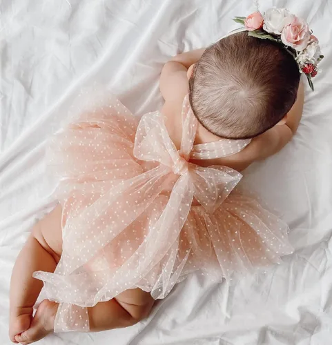 Miniatura 28 de Sasaerucure Traje de verano para bebé niña, sin mangas, mameluco de encaje tutú, mameluco de una pieza con volantes