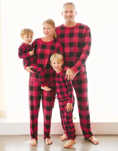 Miniatura 4 de VAENAIT BABY Infant Toddler Kids Adult Couple Family Matching Women Men Christmas Pjs Xmas Holiday Buffalo Plaid Pajama Set
