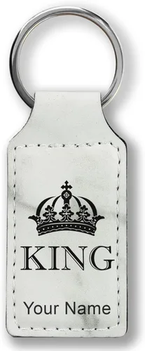Miniatura 10 de Llavero rectangular, corona de rey, grabado personalizado incluido, Bambú