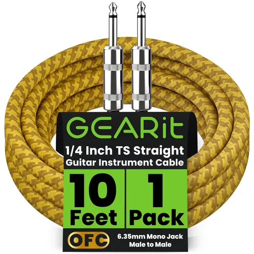 Miniatura 17 de GEARit Cable de instrumento de audio (10 pies) en ángulo recto a recto de 1/4 de pulgada macho a macho para cable AMP, base y guitarra eléctrica