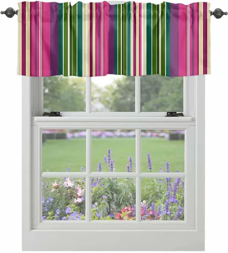 Cenefa de cortina con bolsillo para barra, 54 x 18 pulgadas, cenefa decorativa de cortina de ventana con dobladillo para barra, cenefa de cortina