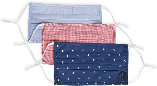 Miniatura 16 de Perry Ellis - Cubrebocas estándar de tela plisada, reutilizables (paquete de 3, estampados y colores surtidos)