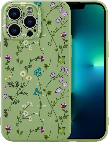 Miniatura 65 de RALEAVO Funda Floral para iPhone 12, Cubierta de Silicona Líquida con Bonito Patrón de Rama de Flores para Niñas y Mujeres, Funda Protectora de Goma