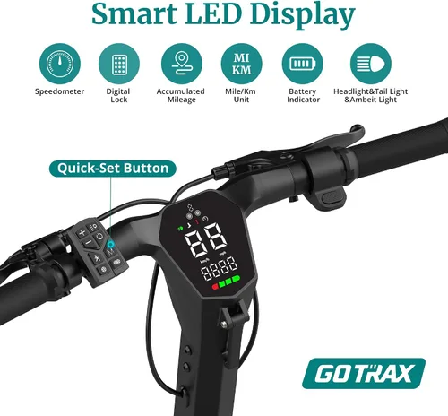Miniatura 6 de Gotrax Ares - Patinete eléctrico todoterreno para adultos, neumáticos sin cámara de 10 pulgadas, autonomía de 25 millas con motor dual de 500W
