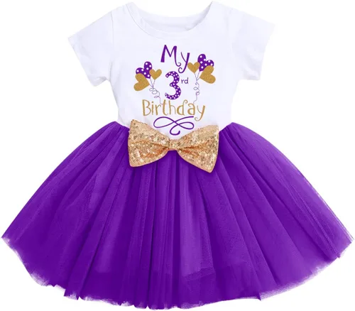 Miniatura 17 de IBTOM CASTLE - Vestido de princesa con falda tipo tutú para niñas que cumplan 1 o 2 años, incluye moñito con lentejuelas