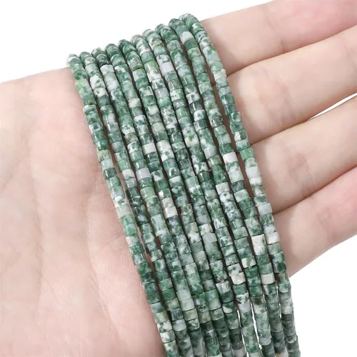 Miniatura 2 de BEADIA Cuentas de jade africano natural en cilindro corto 2x3mm 155 piezas Tubo cuentas sueltas semipreciosas para hacer joyas Diseño