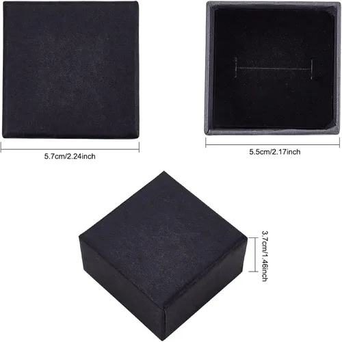 Miniatura 2 de BENECREAT Paquete de 24 cajas de joyería de cartón cuadrado de estraza para anillos, cojín de terciopelo para juego de joyas, 2.24 x 2.24 x 1.46