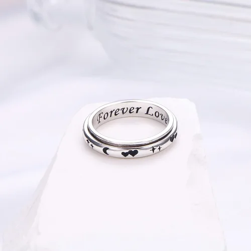Miniatura 3 de Anillo giratorio de plata de ley 925 para la ansiedad, para mujeres, alivio del estrés, aburrimiento, TDAH, autismo, anillos para mujeres y hombres