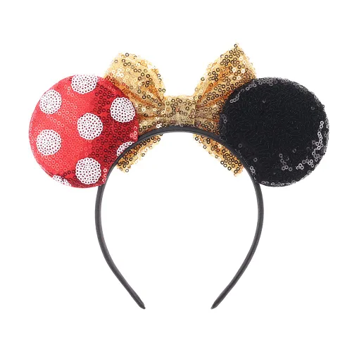 Miniatura 3 de JIAHANG Diadema de orejas de ratón con lazo de lentejuelas doradas, decoración de fiesta, disfraces, accesorios para el cabello para mujeres y niñas