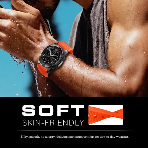 Miniatura 3 de TiMOVO Correa compatible con Samsung Gear S3 Frontier/Galaxy Watch 3 1.772 in/Galaxy Watch 1.811 in, 0.866 in Correa de silicona suave para S3