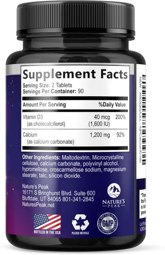 Miniatura 9 de Calcio 1200 mg por porción con vitamina D3 – Suplemento de salud ósea, vitamina D y suplementos de calcio para mujeres y hombres – hueso, dientes