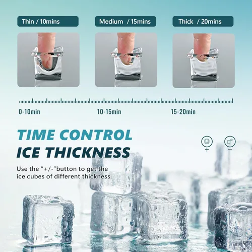 Miniatura 4 de EUHOMY Máquina para hacer cubitos de hielo de encimera, 2 maneras de añadir agua, 45 libras/día, 24 piezas listas en 13 minutos, compacta portátil