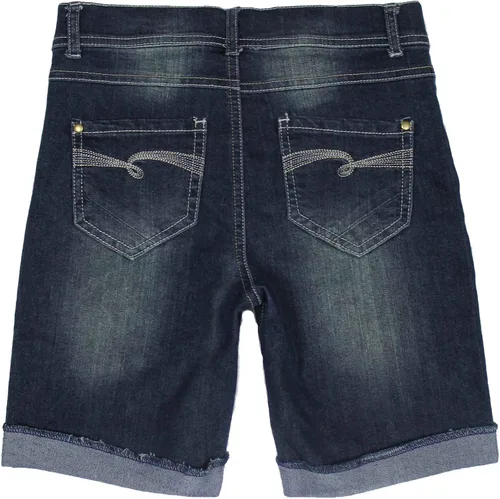 Miniatura 2 de Bienzoe Pantalones cortos de mezclilla para niñas pantalones cortos elásticos de cintura baja para niños, para usar todo el día, perfectos