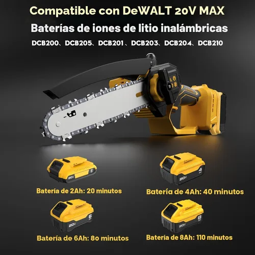 Miniatura 2 de Mini motosierra inalámbrica para batería Dewalt de 20 V MAX, motosierra 2 en 1 de 8 y 6 pulgadas sin escobillas con motosierra sin escobillas de 750