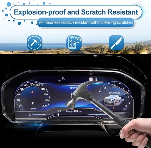 Miniatura 4 de Protector de pantalla GMC Sierra 1500 2022-2026, para Protector de pantalla Silverado 1500 2022-2026, panel de instrumentos de 12.3 pulgadas, vidrio