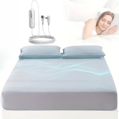 Miniatura 13 de Grounding Sheets, 95% algodón orgánico + 5% fibra plateada, sábana bajera ajustable conectada a tierra con cordón de conexión a tierra