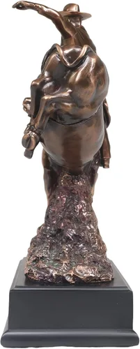 Miniatura 3 de Ebros - Estatua de vaquero de Bull Rider en Bucking Bull Rider en acabado de bronce sepia galvanizado, del viejo mundo, del salvaje oeste, ganado