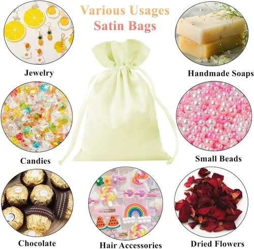 Miniatura 5 de 35 Piezas Bolsas de Regalo de Satén Beige de 5 x 7 Pulgadas - Bolsas de Baby Shower - Bolsas de Favores de Boda - Bolsa de Tela con Cordón - Bolsas