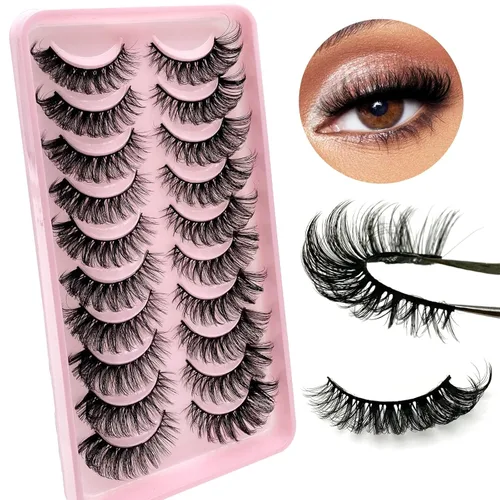 Miniatura 112 de 10 pares de pestañas rusas 3D voluminosas, con curvatura DD, pestañas postizas de visón sintético, pestañas de 19/32 de pulgada que parecen S09