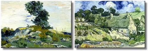 Miniatura 8 de wall26 - Les Alyscamps (Avenue in Arles) / Avenue of Poplars in Autumn de Vincent Van Gogh - Reproducción de pintura al óleo en juego de 2