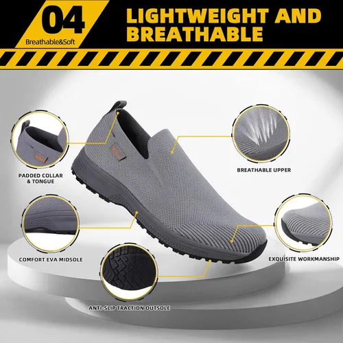 Miniatura 5 de Zapatos de trabajo antideslizantes para hombre, zapatos de chef impermeables para cocina, hospital, antideslizantes, con amortiguación de aire