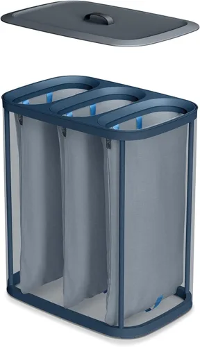 Miniatura 4 de Joseph Joseph Tota Trio - Cesto separador para ropa sucia de 90 litros/23.8 galones con tapa, 3 bolsas de lavado extraíbles con asas - Negro Azul