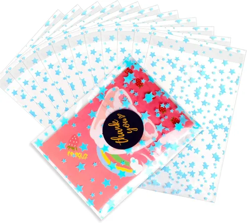 Miniatura 49 de 100 bolsas de regalo de celofán con estampado de estrellas, de 6 x 10 pulgadas, bolsas de regalo de celofán, bolsas de regalo de fiesta, bolsas