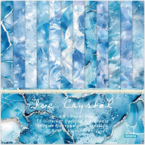 Miniatura 20 de Bloc de Papel para Scrapbooking Blue Sea - 24 Hojas de 6 Pulgadas con Patrones Estéticos Decorativos para Collage Decoupage Envoltorio Suministros
