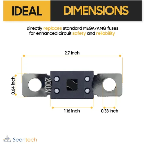 Miniatura 4 de Seentech MEGA/AMG 200A Fusible de alta corriente – Fusible automotriz atornillado para automóviles, camiones, autobuses, caravanas, vehículos
