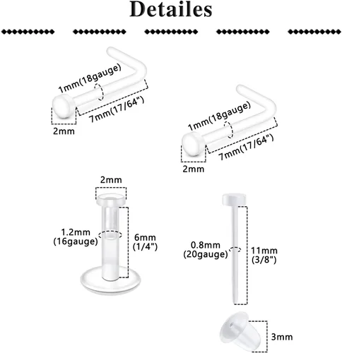Miniatura 2 de QWALIT - Pendientes de nariz transparentes en forma de L, retenedor de piercing flexible, hueso nasal, color de piel, retenedor de piercing
