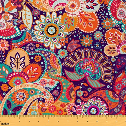 Miniatura 38 de Tela con patrón Paisley de The Yard, tela de tapicería floral étnica boho para sillas y sofás, costura, tela impermeable de arte mandala abstracto