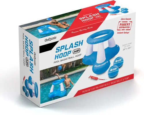 Miniatura 6 de GoSports Splash Hoop Air, juego de baloncesto inflable para piscina, incluye aro flotante, 2 pelotas de baloncesto de agua y bomba de bolas
