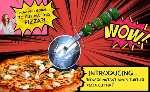 Miniatura 6 de Teenage Mutant Ninja Cortador de pizza de tortugas Cortador de pizza TMNT Cortador de rueda de pizza TMNT Suministros de fiesta de pizza TMNT