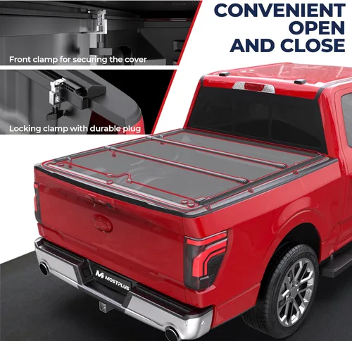 Miniatura 3 de MOSTPLUS - Cubierta de vinilo suave enrollable para caja corta para camioneta Ford F-150 2009-2020 en la parte superior (caja de 5.5 pies)