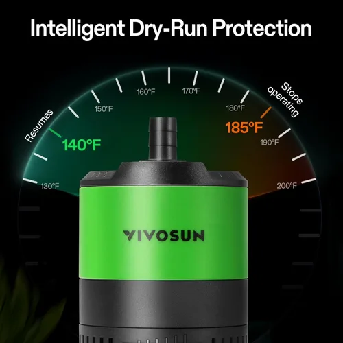 Miniatura 5 de VIVOSUN Bomba de agua sumergible de 210 GPH de 10 W, con flujo de agua ajustable, tubo de 4.9 pies, eje de cerámica adicional y adaptadores