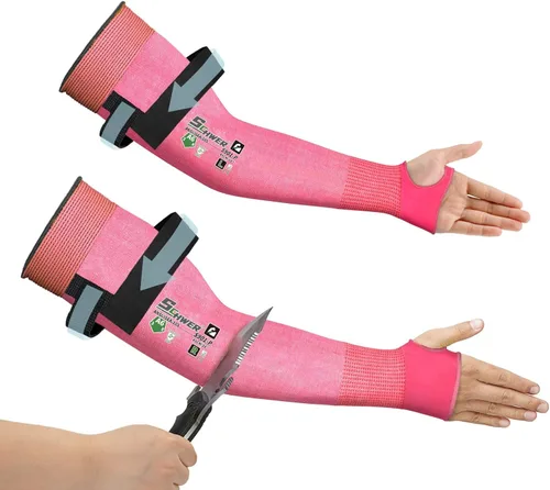 Miniatura 13 de Schwer ANSI A6 Mangas resistentes a cortes, mangas protectoras para brazos de 18 pulgadas con agujero para el pulgar para protección de trabajo