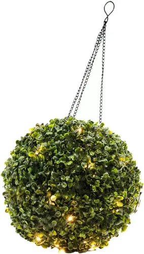 Luz solar LED colgante Topiary Decoración de plantas artificiales para jardín, boda, eventos al aire libre, alimentado por energía solar, sin