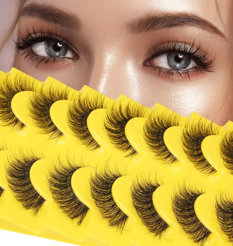 Pestañas Postizas Rusas en Tiras, Pestañas Curvadas en D, Aspecto Natural Esponjoso, Pestañas zanlufly Como Extensión de Pestañas, Volumen, Banda